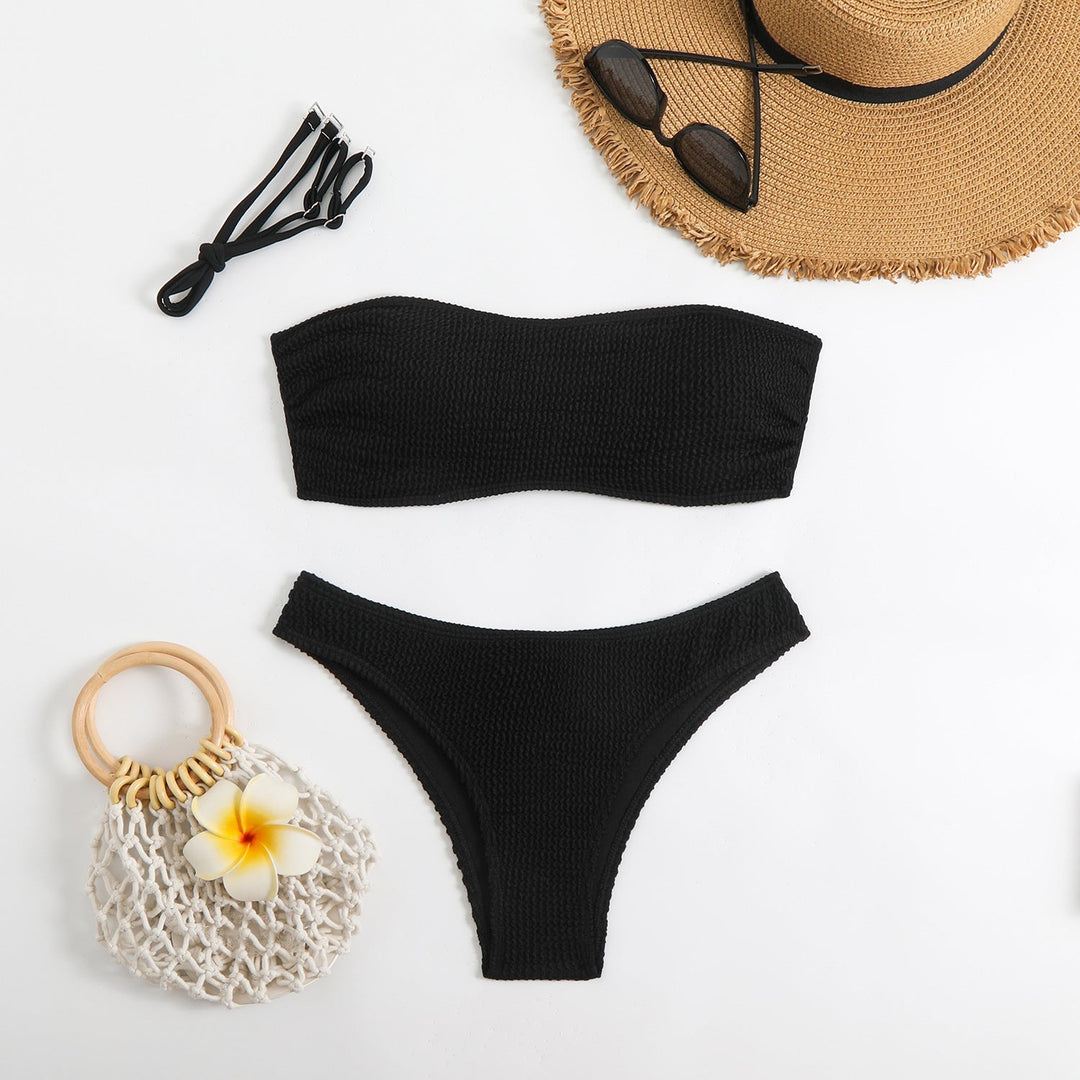 Damen BandEchoarchivu-Bikini-Set mit strukturiertem Oberteil und klassischem Schnitt Echoarchiv