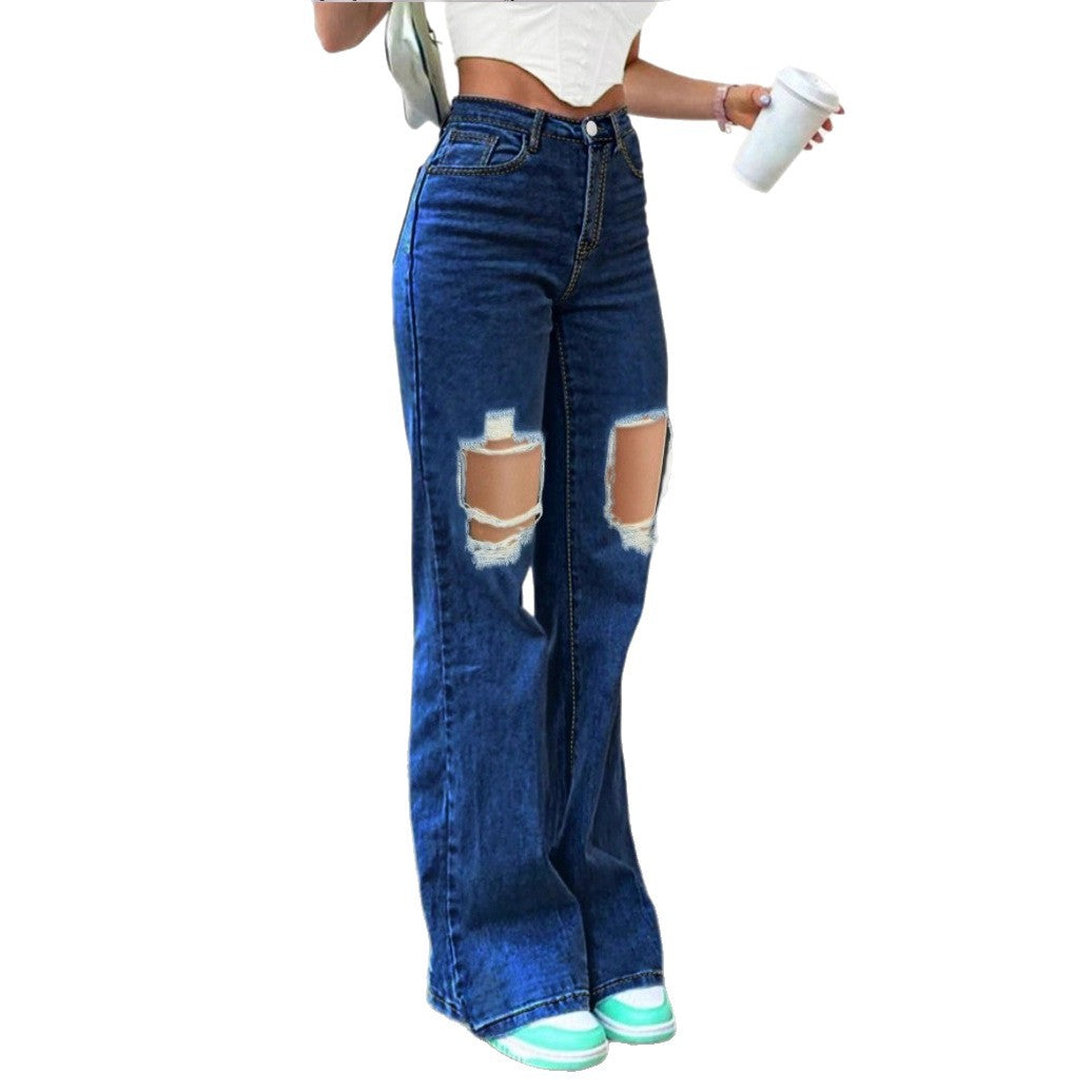 Damen High-Waist Flared-Jeans im Retro-Bootcut mit kniehohen Cut-Outs und Five-Pocket-Design Echo Archiv