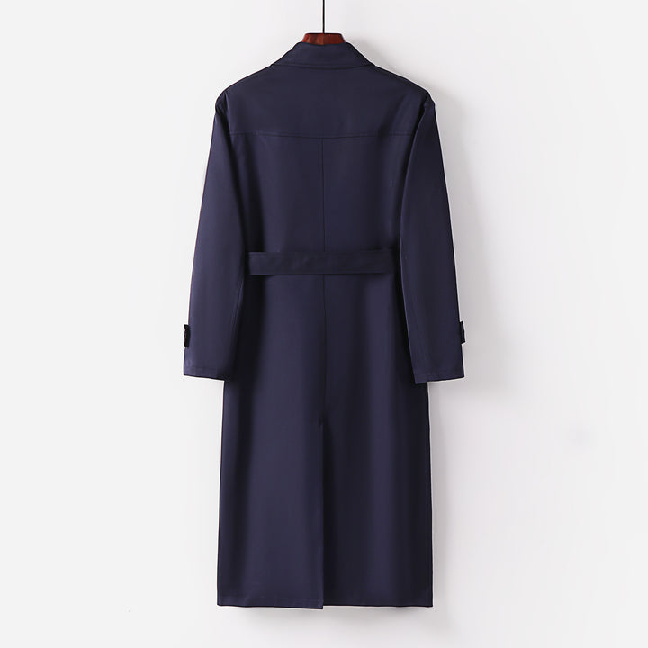 Herren Wasserabweisender Doppelreihiger Trenchcoat mit Bindegürtel und Cape-Detail Echoarchiv