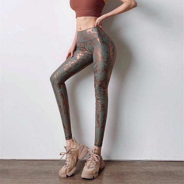 Damen nan hoch taillierte Sportleggings mit formender Kompression und strukturierter Schlangenprägung Echo Archiv