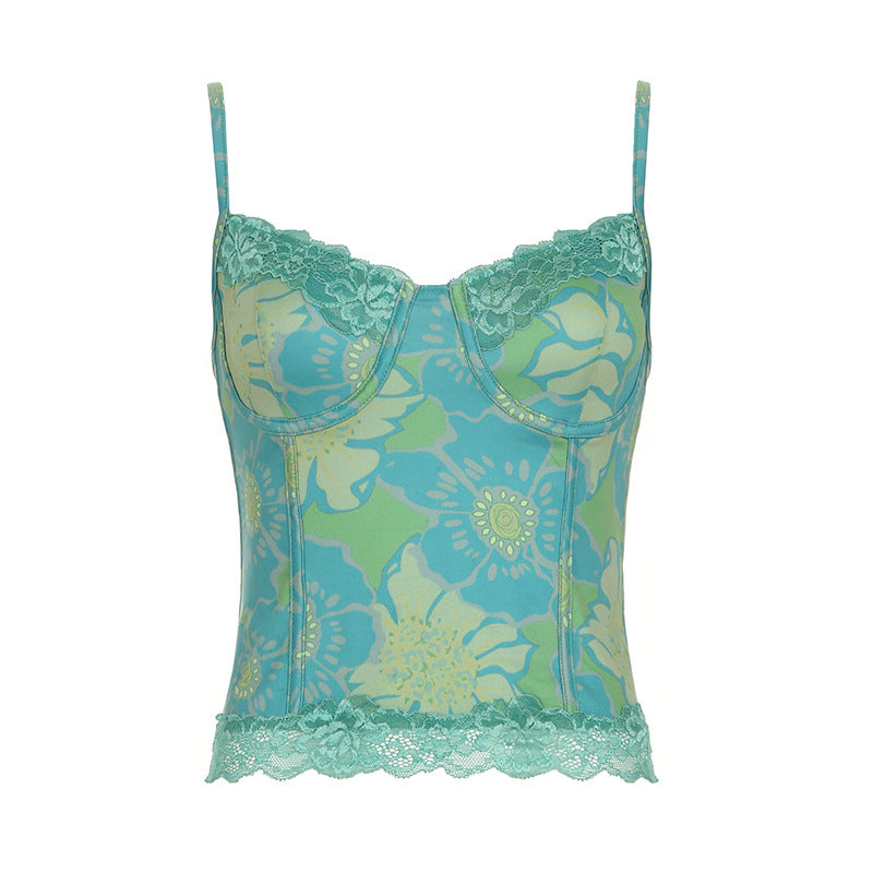 Damen sexy Spitzenoberteil mit floralem Design und verstellbaren Trägern Echo Archiv