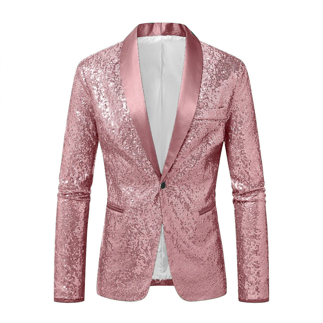 Herren Funkelnder Paillettenblazer mit modernem Schnitt Echoarchiv
