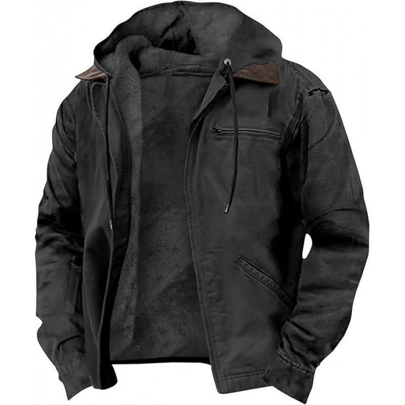 Herren Gefütterte Fieldjacke mit Kapuze und Sherpa-Futter – Taviero