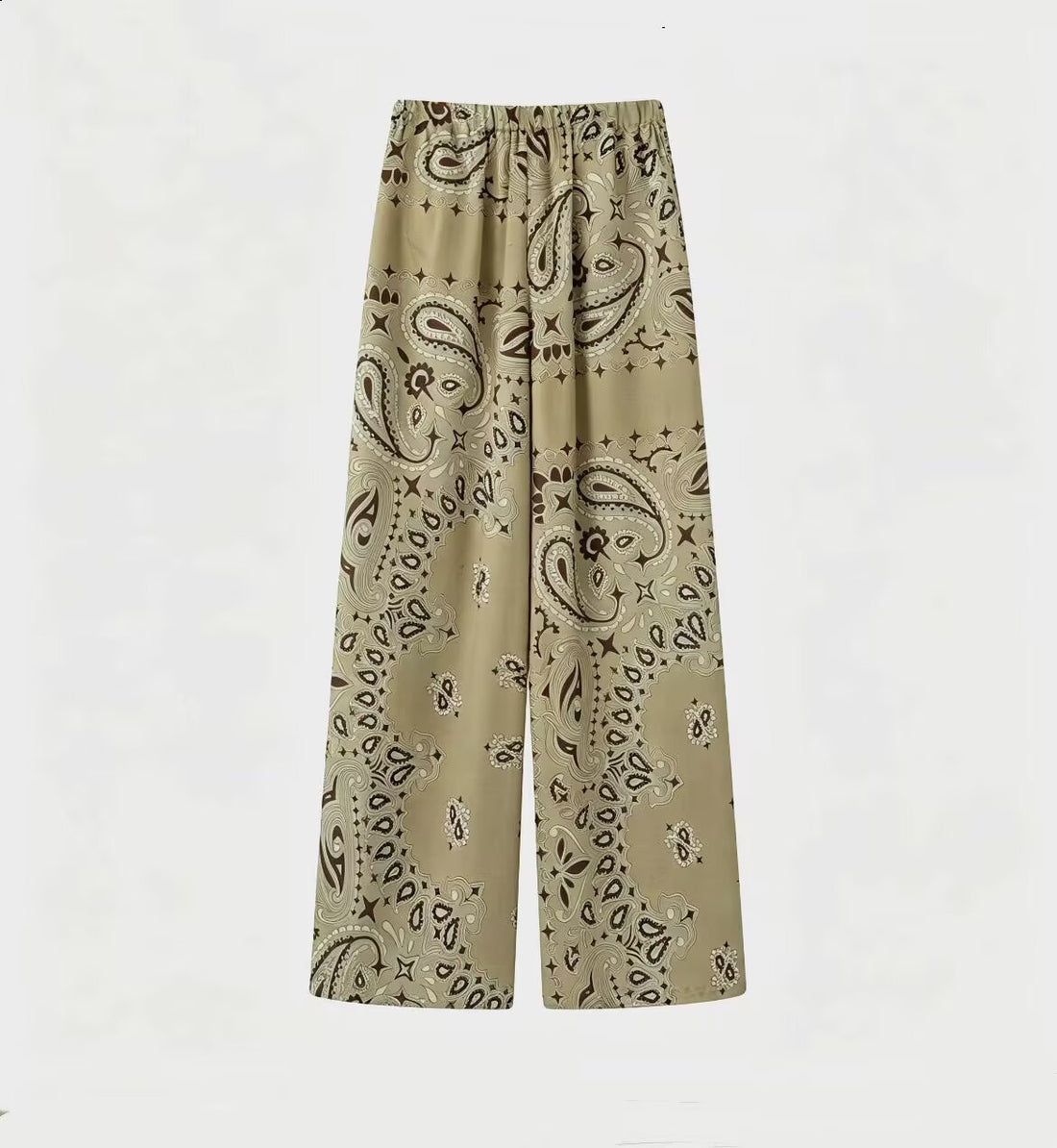 Damen Zweiteiliges Satinoptik-Lounge-Set mit Paisley-Print, Kimonokragen-Bluse und weiter Culotte-Hose Echo Archiv