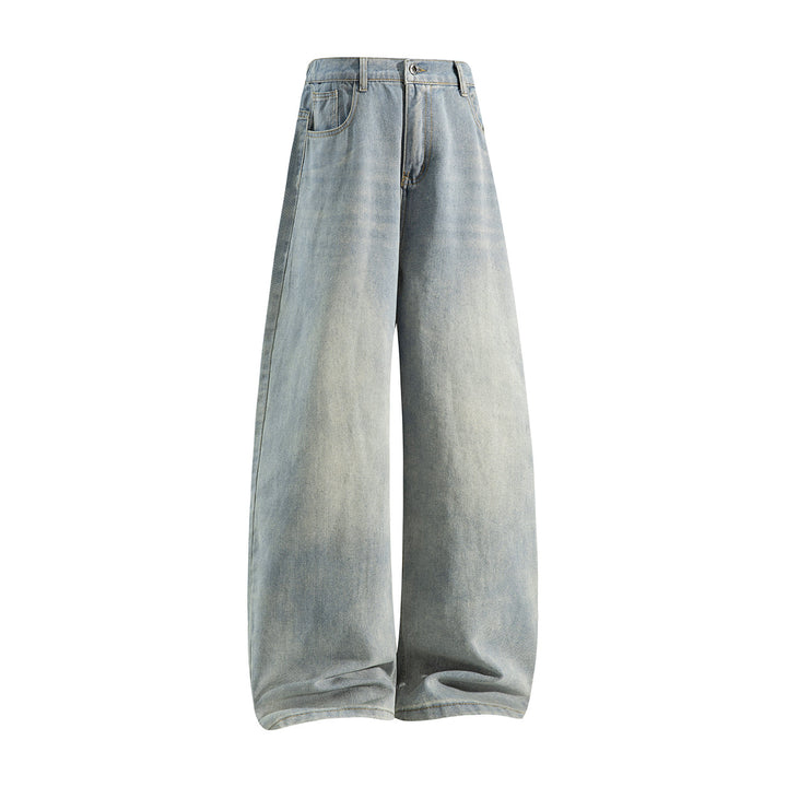 Damen Weite High‑Waist Baggy‑Jeans mit Ballon‑Silhouette und Used‑Waschung Echoarchiv