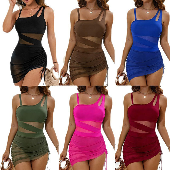 Damen einteiliger Badeanzug mit femininen Cut-Outs und modischer Raffung Echo Archiv