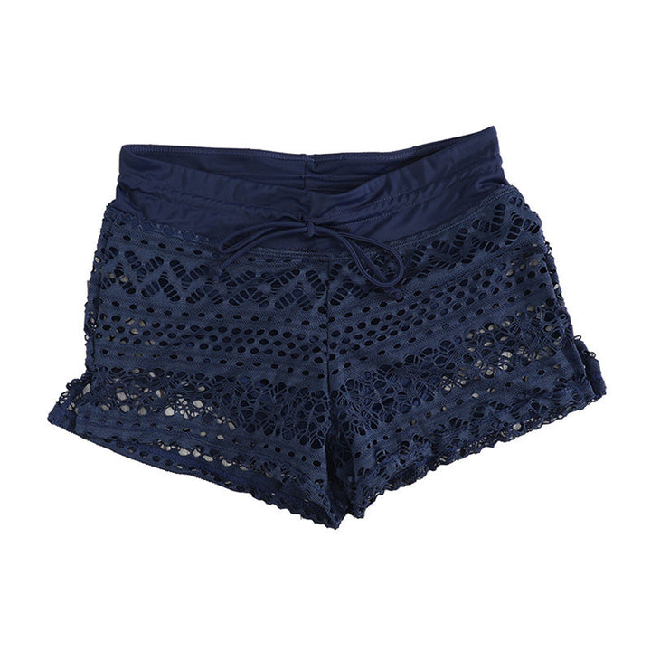 Damen Badeshorts mit Attraktivem Häkelmuster und Verstellbarem Bund Echoarchiv