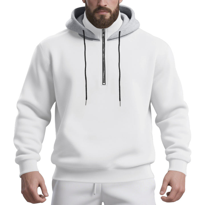 Herren nan Halbzip-Kapuzenpullover mit kontrastierter Kapuzeninnenseite, Kordelzug und gerippten Bündchen Echo Archiv