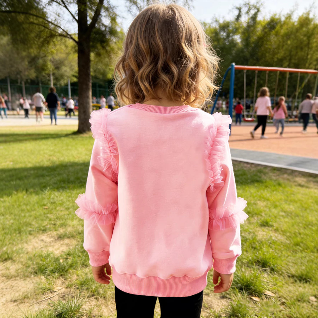 Mädchen Sweatshirt mit glänzendem Schmetterlingsmotiv und Rüschendetails Echo Archiv