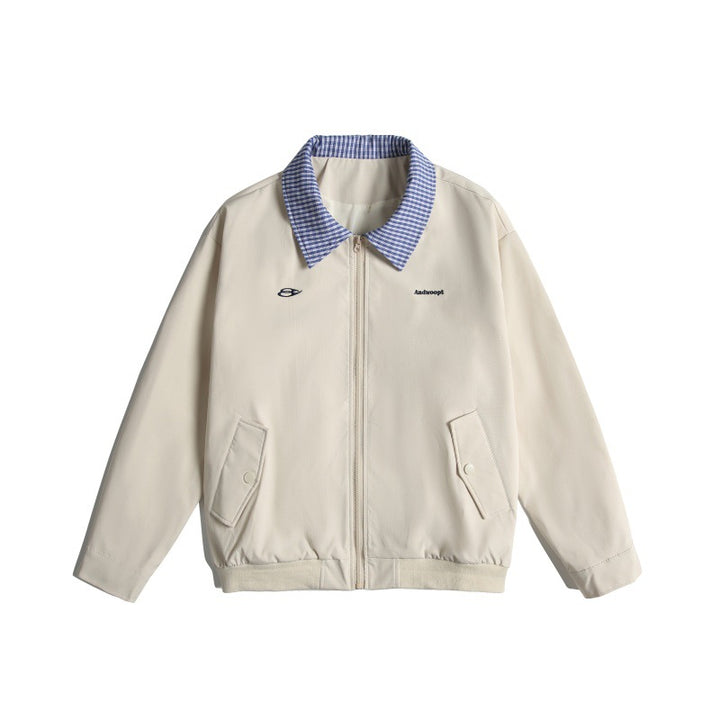 Herren Leichte Harrington-Bomberjacke mit Karierter Hemdkragen und Pattentaschen Echoarchiv
