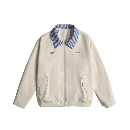 Herren Leichte Harrington-Bomberjacke mit Karierter Hemdkragen und Pattentaschen Echoarchiv