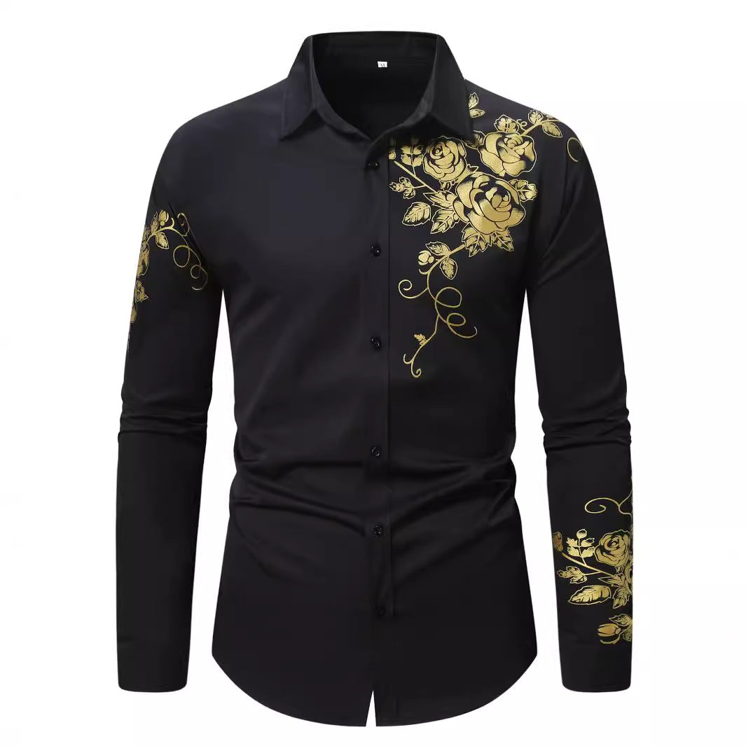 Herren Langarmhemd mit floralem Design Echoarchiv