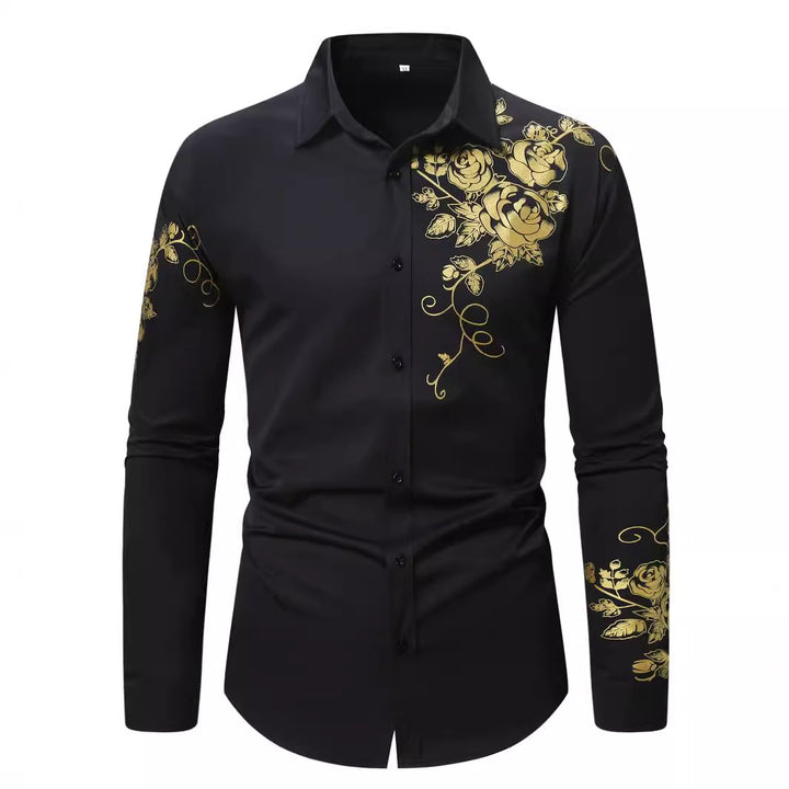 Herren Langarmhemd mit floralem Design Echoarchiv
