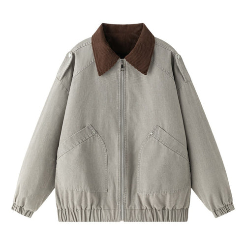 Herren Oversize Denim‑Bomberjacke mit Rippenkragen, elastischem Saum & schrägen Pattentaschen Echoarchiv