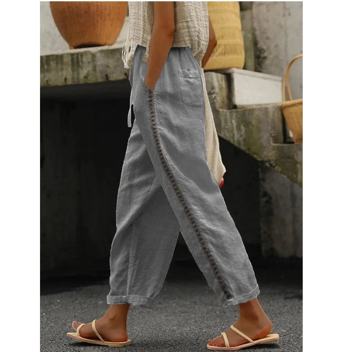 Damen lässige Leinenhose mit seitlichen Schneidern – Avélisse