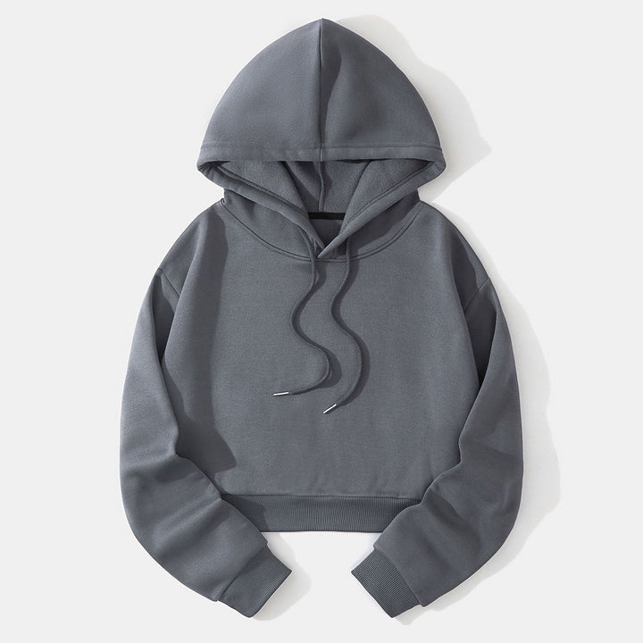Damen nan cropped Kapuzenpullover mit weichem Fleece‑Innenfutter und elastischem Rippbund Echo Archiv