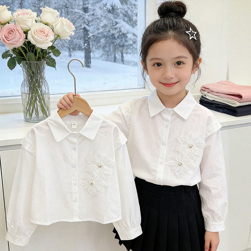 Mädchen elegante Bluse mit floralen Applikationen Echo Archiv
