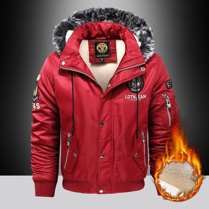 Herren nan wattierte Thermo-Bomberjacke mit Sherpa-Innenfutter, abnehmbarer Kunstfellkapuze und wasserabweisender Nylonaußenhülle Echo Archiv