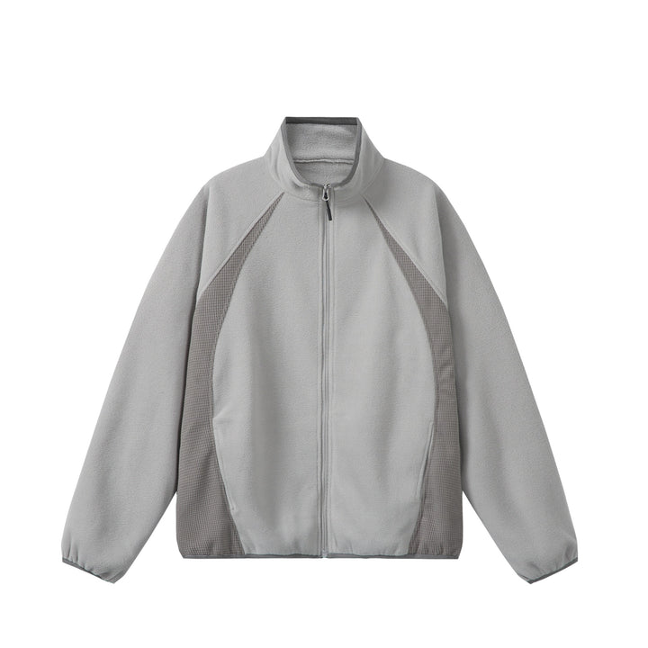 Unisex Fleece-Zippjacke mit Stehkragen und strukturierten Seiteneinsätzen Echoarchiv