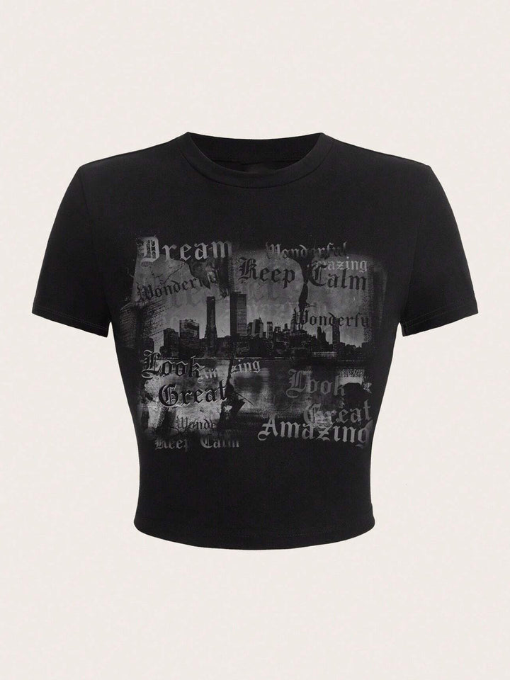 Damen Kurzarm T-Shirt mit auffälligem Motorrad-Design Echo Archiv
