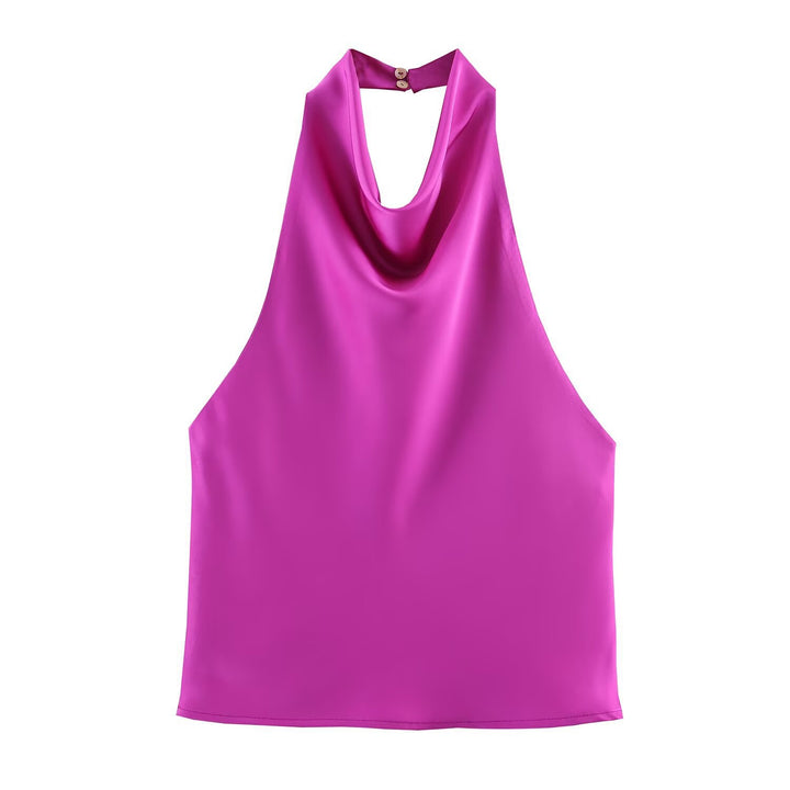 Damen elegantes Haltertop mit fließendem Schnitt und dekorativen Details Echo Archiv