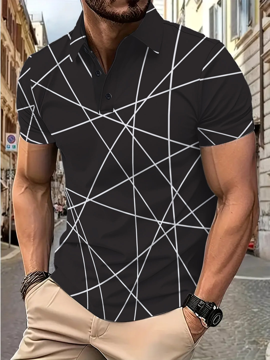 Herren Poloshirt mit modernem geometrischen Design Echoarchiv