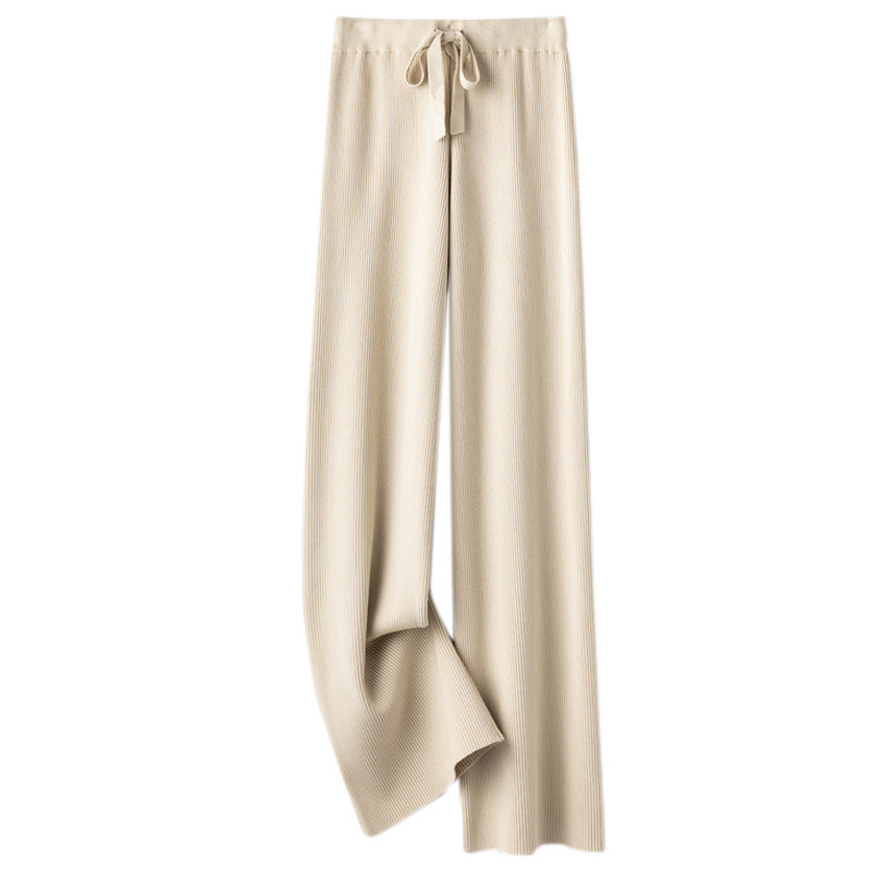 Damen Weite Rippstrick-Hose mit Tunnelzug und fließender Palazzo-Silhouette Echoarchiv