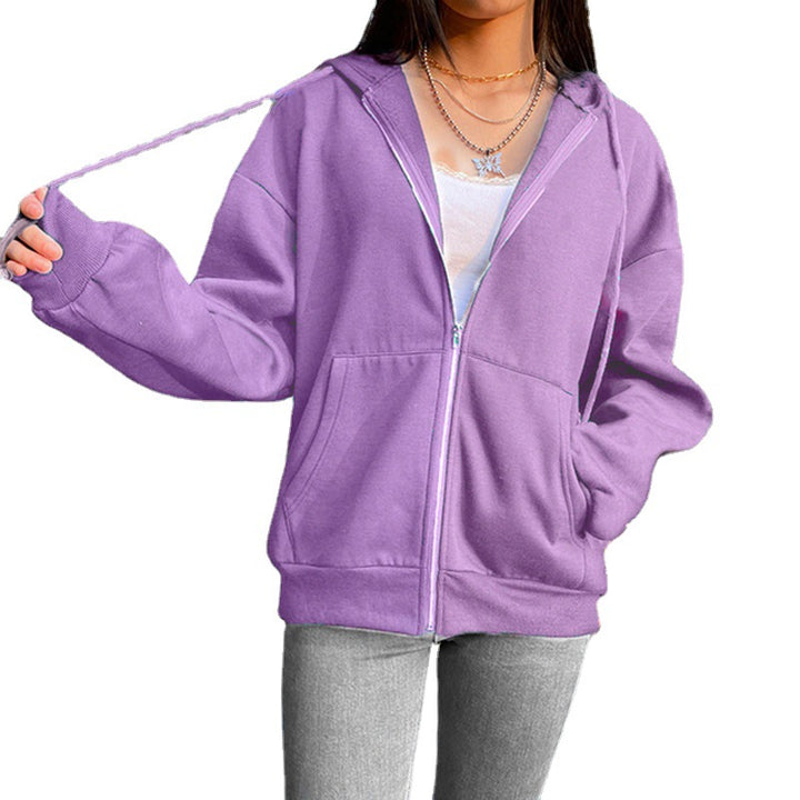 Damen nan legerer Kapuzen-Zipper mit Oversize-Passform, Kängurutaschen und durchgehendem Reißverschluss Echo Archiv