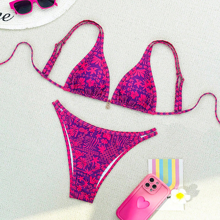Damen Triangel-Bikini mit floralem Muster und feinen Akzenten Echo Archiv