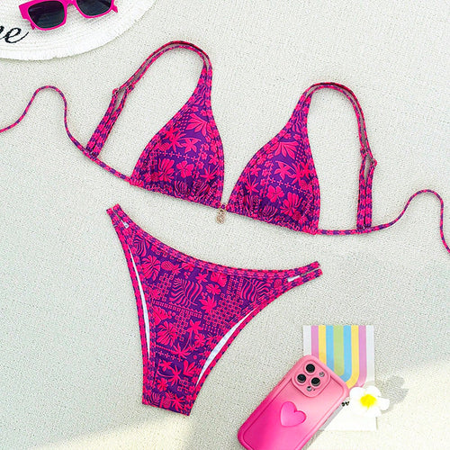 Damen Triangel-Bikini mit floralem Muster und feinen Akzenten Echo Archiv