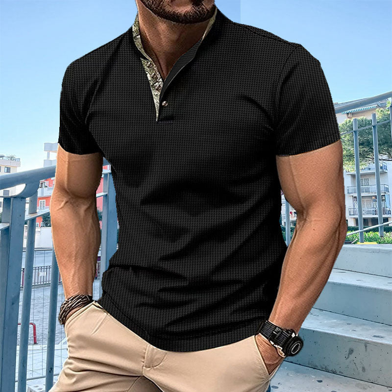Herren Poloshirt mit modischem Kragen und strukturierter Oberfläche Echoarchiv