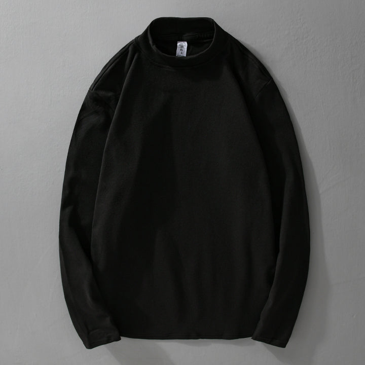 Herren Langärmeliges Feines Baumwollshirt mit Stehkragen und Relaxed-Fit Echoarchiv