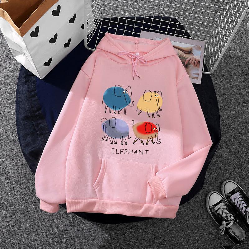 Damen Kapuzenpullover mit minimalistischer Grafik, lockerer Oversize-Passform und Kängurutasche – Auréline