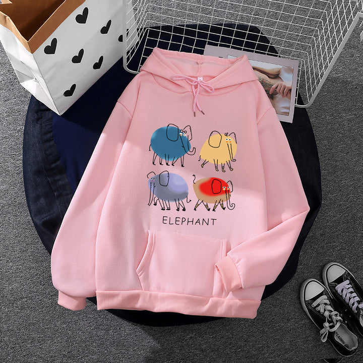 Damen Kapuzenpullover mit minimalistischer Grafik, lockerer Oversize-Passform und Kängurutasche – Auréline