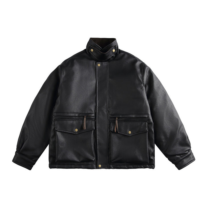 Herren Boxy‑wattierte Utility‑Blousonjacke mit hohem Stehkragen und aufgesetzten Pattentaschen Echo Archiv
