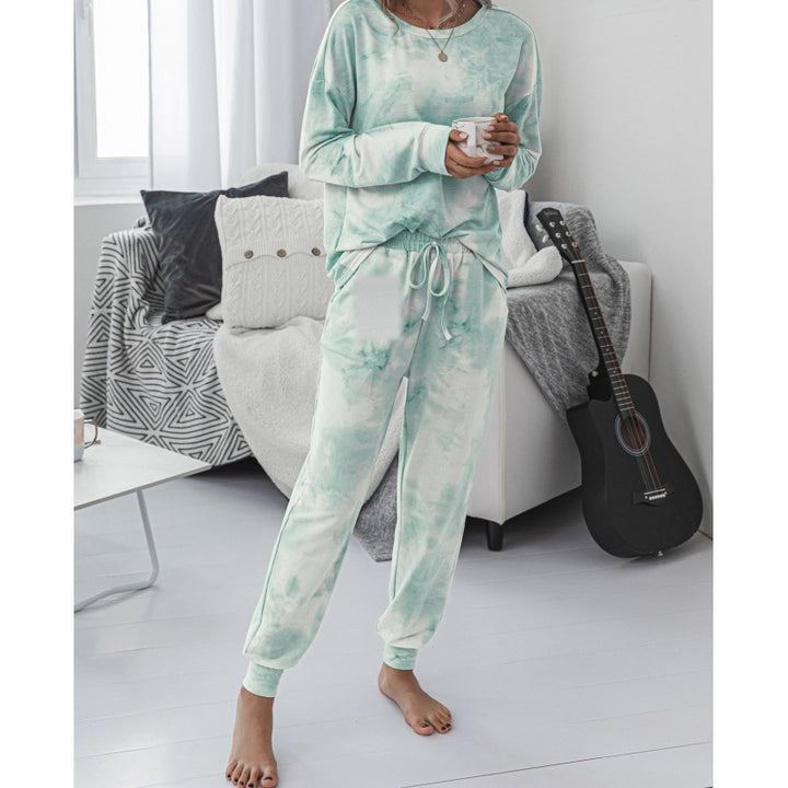 Damen Lässiger Tie-Dye Lounge-Jumpsuit mit Kordelzug und Eingrifftaschen – Solévia