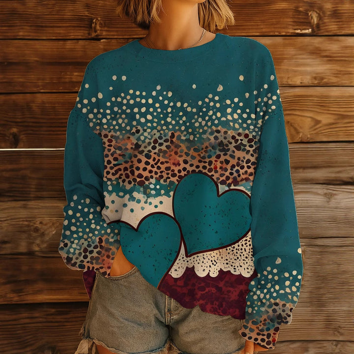 Damen Geblümter Oversize-Sweatshirt-Pullover mit Rundhals und Ballonärmeln – Avérine