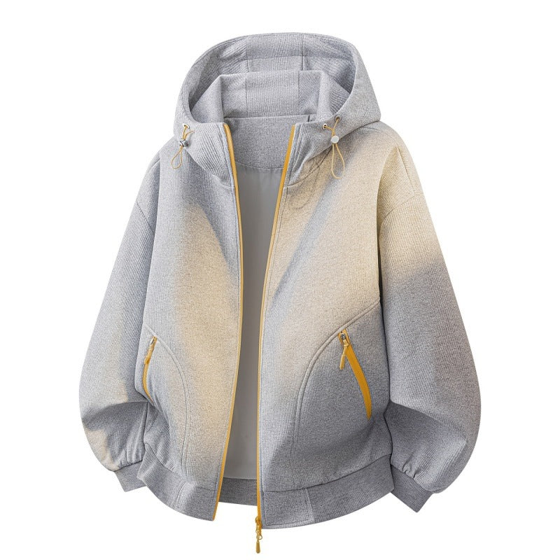 Damen Oversize-Kapuzenjacke mit Farbverlauf, Zwei-Wege-Reißverschluss & Zip-Taschen Echoarchiv