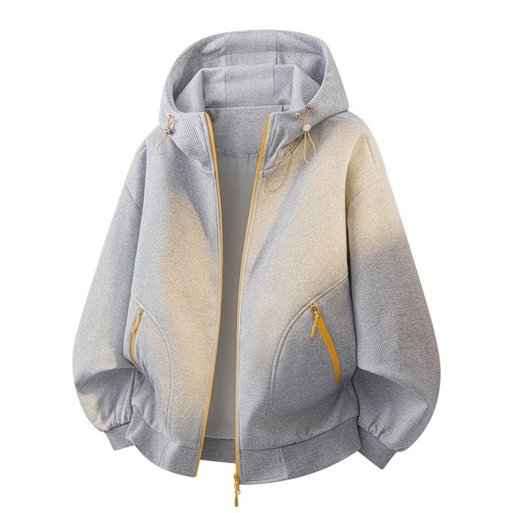 Damen Oversize-Kapuzenjacke mit Farbverlauf, Zwei-Wege-Reißverschluss & Zip-Taschen Echoarchiv