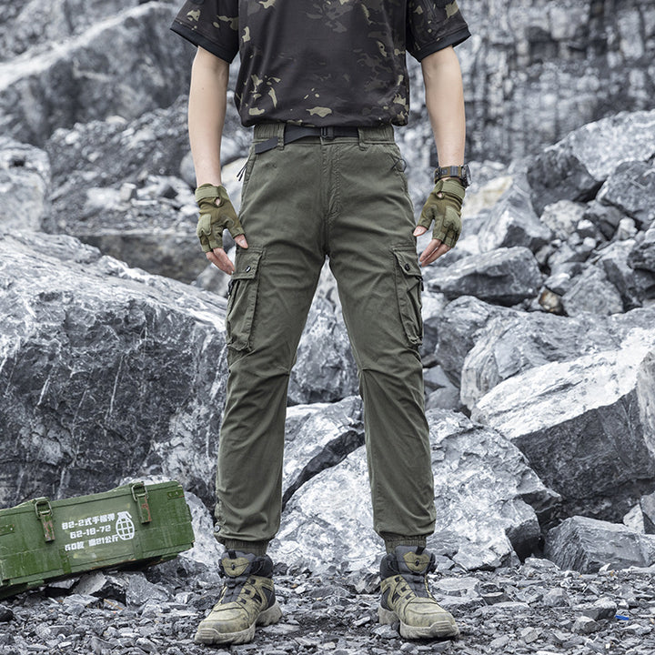 Herren Konisch geschnittene Utility‑Cargohose mit Tunnelzugbund, integriertem Gürtel und Mehrfachtaschen Echo Archiv