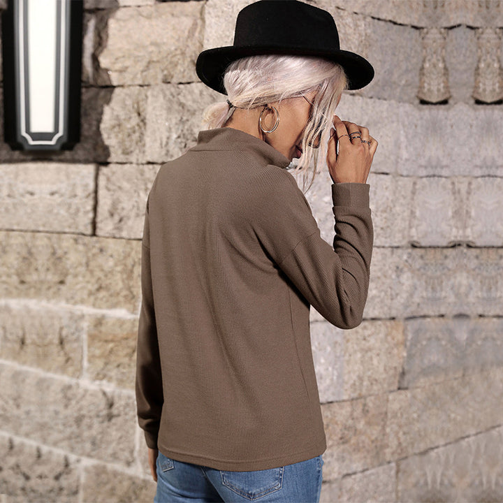 Damen Feinstrick-Polo-Pullover mit halbem Reißverschluss und lässiger Passform Echoarchiv