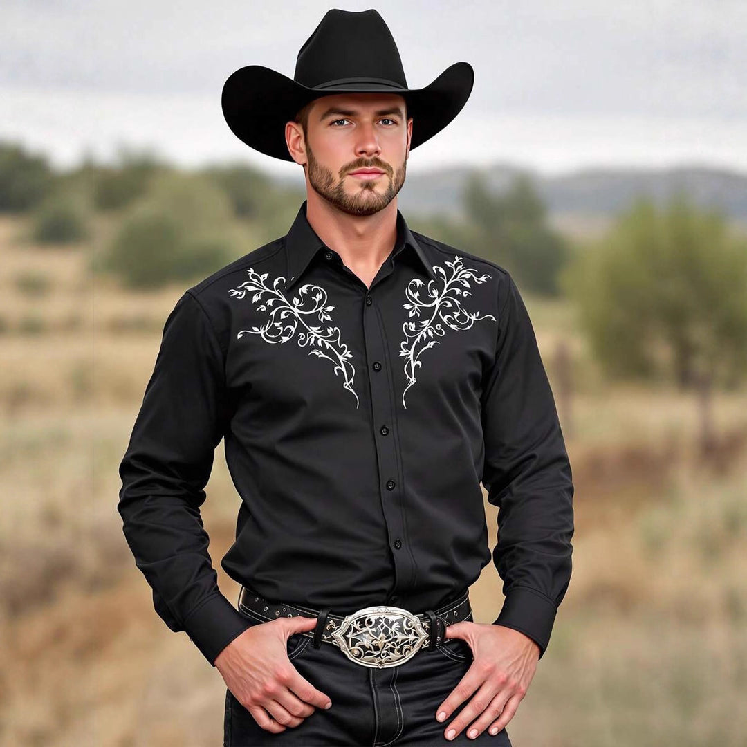 Herren Langarmhemd mit floralem Design und modernem Schnitt Echoarchiv