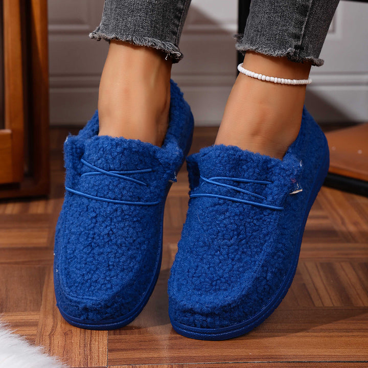 Damen Kuschelige Sherpa-Slipper mit flexibler Gummiaußensohle Echo Archiv