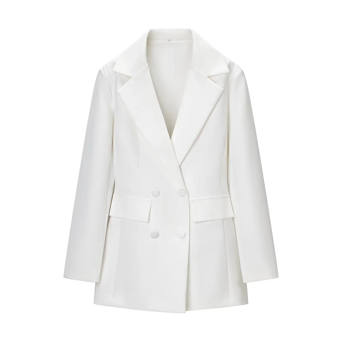 Damen taillierter Double-Breasted Blazer mit weitem Revers und Pattentaschen – Valéne