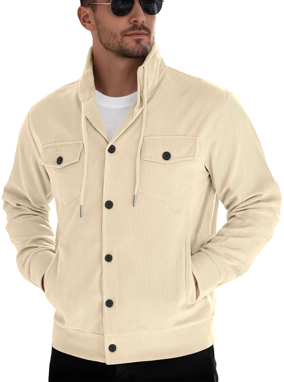Herren lässiger Steppjacke mit Kapuze Echoarchiv
