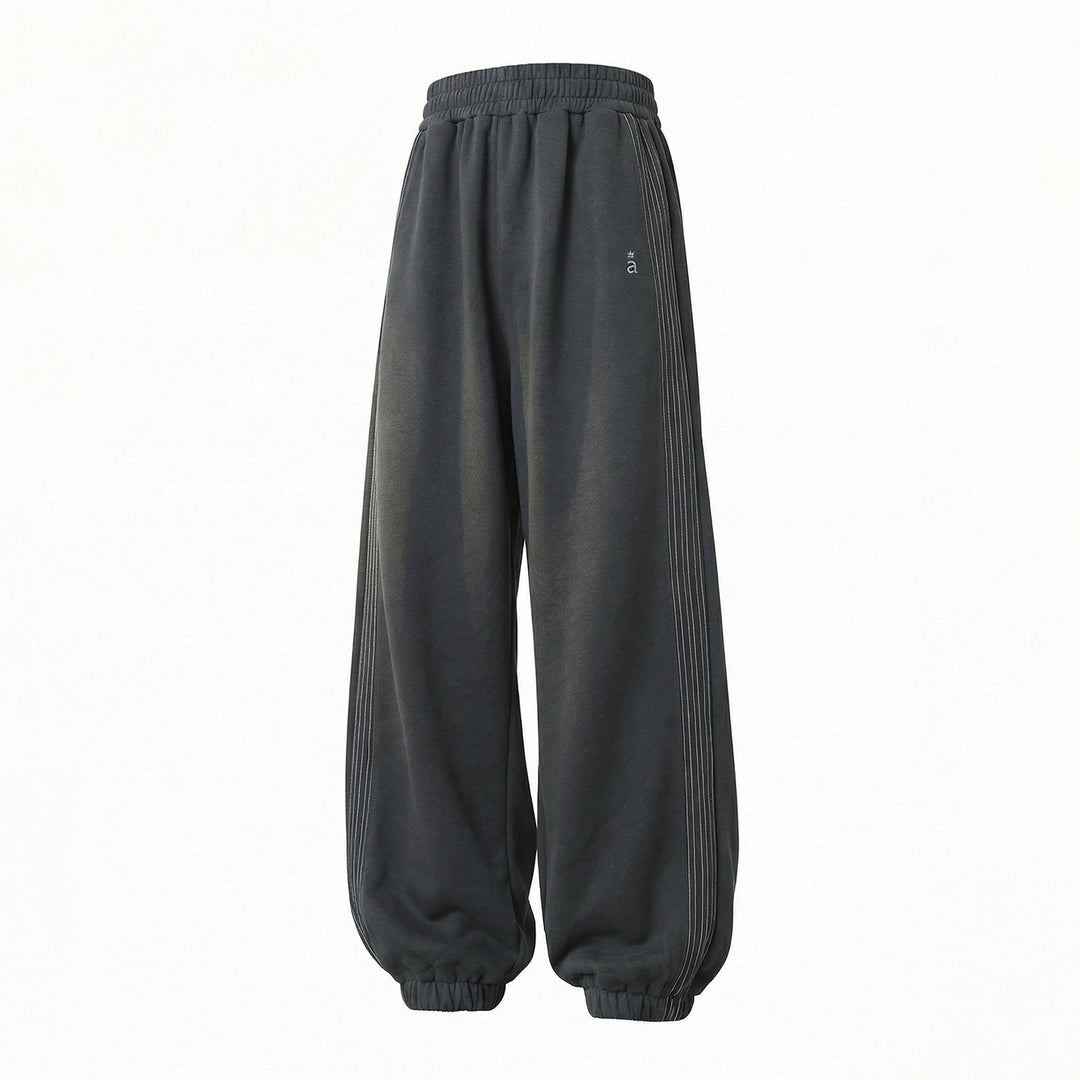 Unisex Extraweite Sweat-Palazzo-Hose mit elastischem Bund, seitlichen Streifen und gerippten Saum Echo Archiv