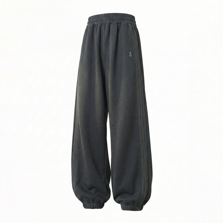 Unisex Extraweite Sweat-Palazzo-Hose mit elastischem Bund, seitlichen Streifen und gerippten Saum Echo Archiv