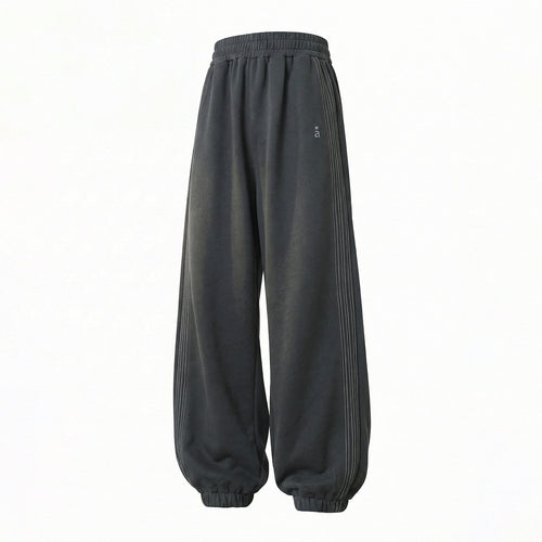 Unisex Extraweite Sweat-Palazzo-Hose mit elastischem Bund, seitlichen Streifen und gerippten Saum Echo Archiv