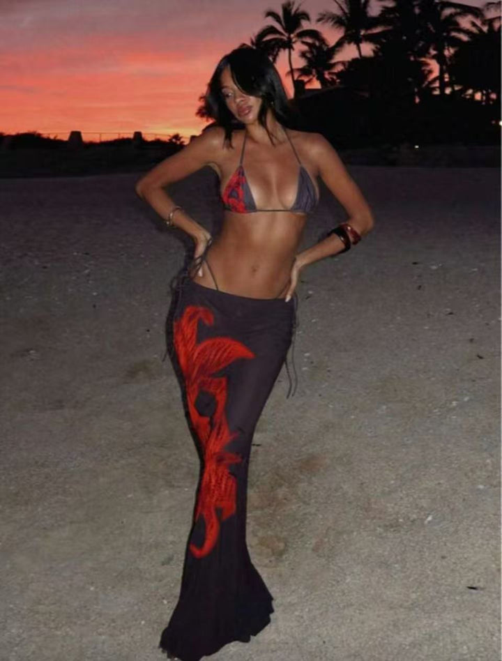 Damen Bikiniset mit eleganter Abdeckung aus transparentem Stoff Echo Archiv