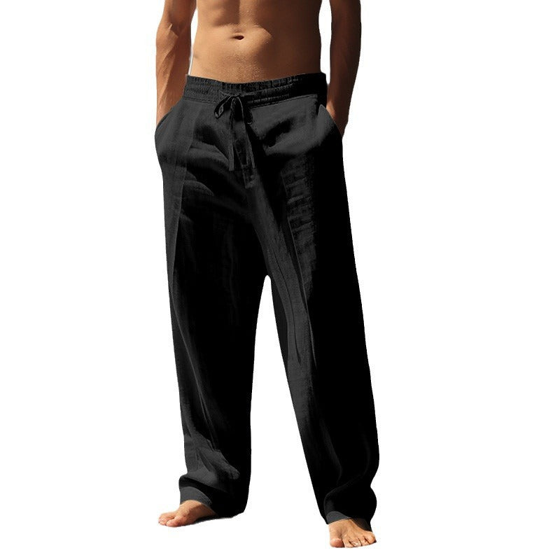 Herren lässige Leinen-Hose mit elastischem Bund Echoarchiv